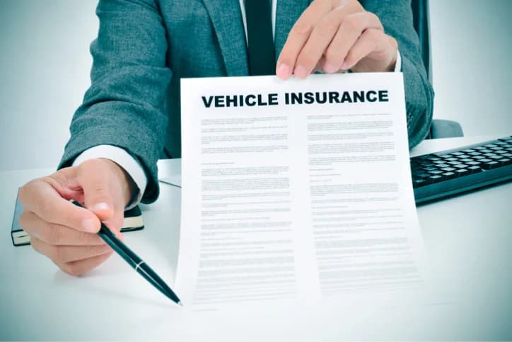 Insurance advisor presenting a vehicle insurance policy
